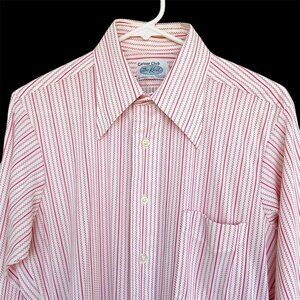 Vtg 60s 70s Career Club The Knit Polyester Dress Shirt Sz L Butterfly Collar
